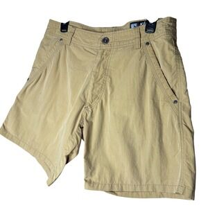 Kuhl Mens Khaki Hiking Shorts Size 32 Cotton Nylon Utility Trail Gorpcore Tan